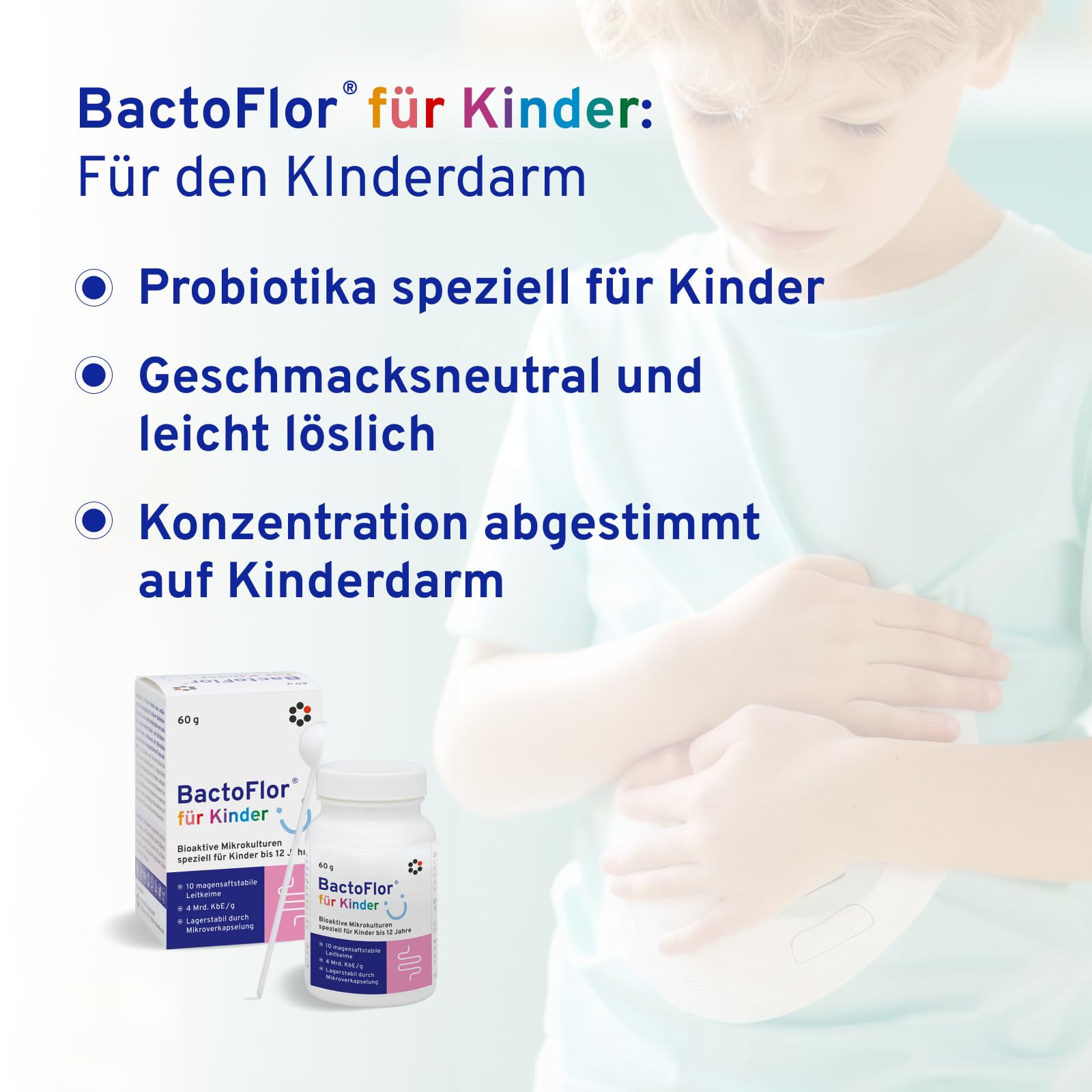 BactoFlor® für Kinder (60 g)– Probiotika Pulver mit 10 Kulturen für den Darm – 4 Mrd. KbE/g – mit Lactobacillus & Bifidobacterium – geschmacksneutral, vegan & glutenfrei – für Kinder bis 12 Jahre