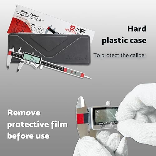 Miniatura 4 de Herramienta de medición de pinza digital de 6 pulgadas con pantalla LCD extra grande DCXD6-SS-54, micrómetro digital de pinza Vernier IP54, mide