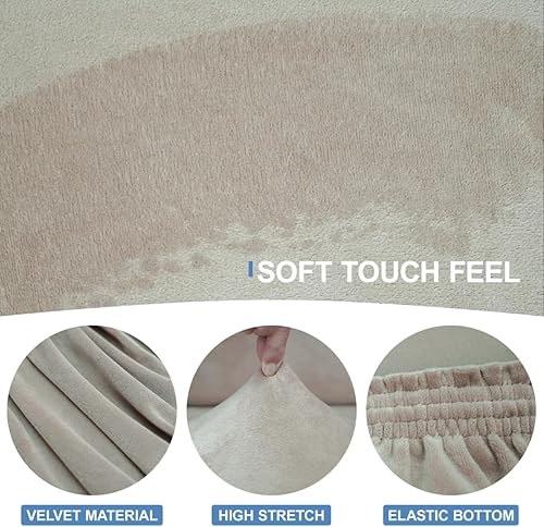 Miniatura 3 de CUCRAF Funda para sofá con cojín en forma de T, 2 piezas, funda de terciopelo suave y grueso para sala de estar, protector de muebles lavable de