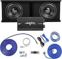 Skar Audio Dual 10" SDR-2X10D4 2400W Loaded Subwoofer Enclosure + RP-1200.1D Amp + 4 Gauge Wiring Kit