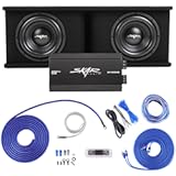 Skar Audio Dual 10" Complete 2,400 Watt SDR Series Subwoofer Bass Package - Includes Loaded Enclosure with Amplifier