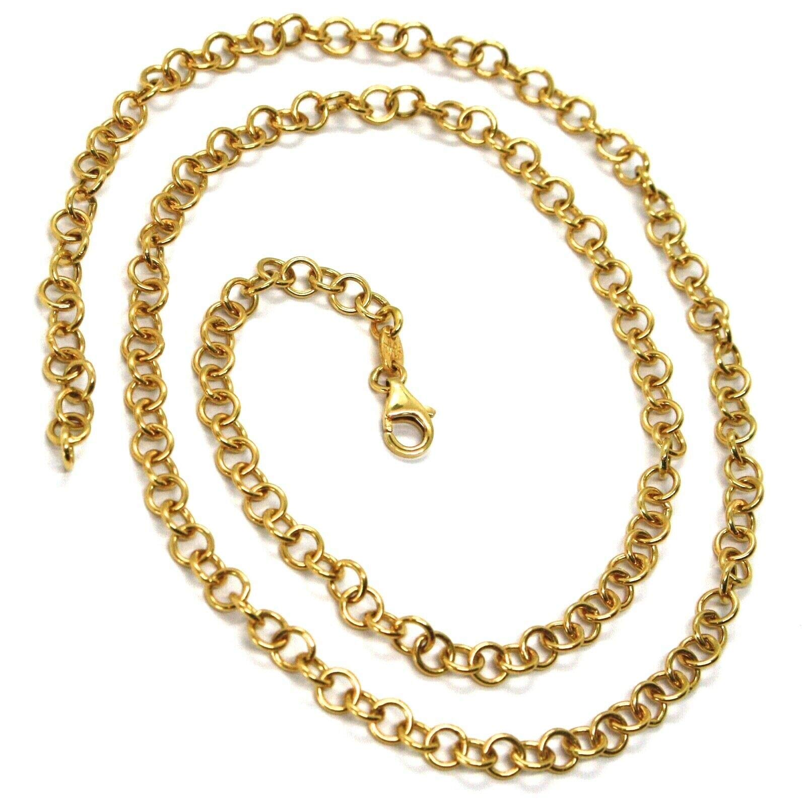 Chaîne en or jaune 18 carats 750, maille rolo à maillons fins diamètre 4 mm, longueur 40 cm, fabriqué en Italie