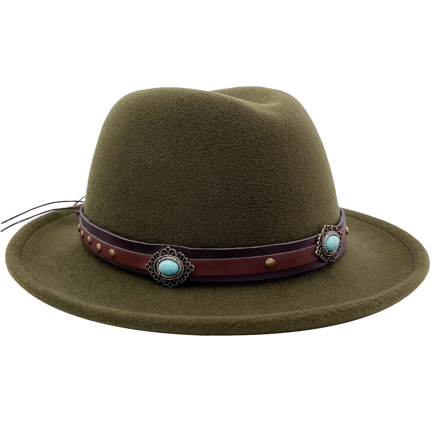 Sandy Ting Fedora Hats for Women Panama Hat with Buckle Band Wide Brim Felt Hat