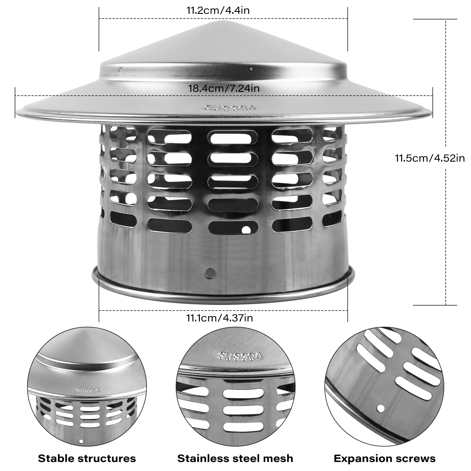 Copertura per camino, in acciaio inox, per camino, camino (110 mm)