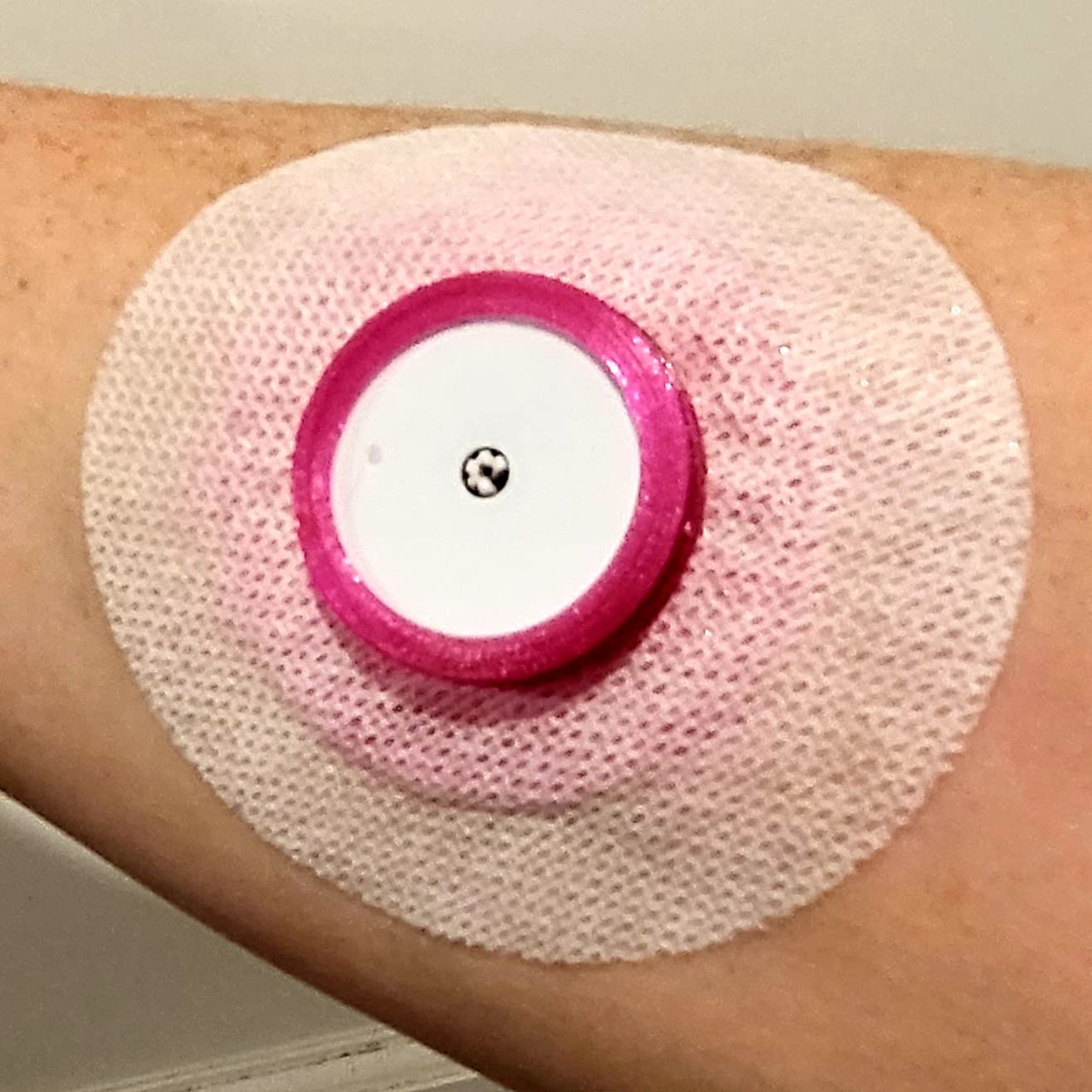 Reusable Sensor Shield for The Freestyle Libre 1 & 2 Transmitter CGM Patch Guard Sensor Shield & 2 Waterproof Adhesive Overlay Tapes (Pink)