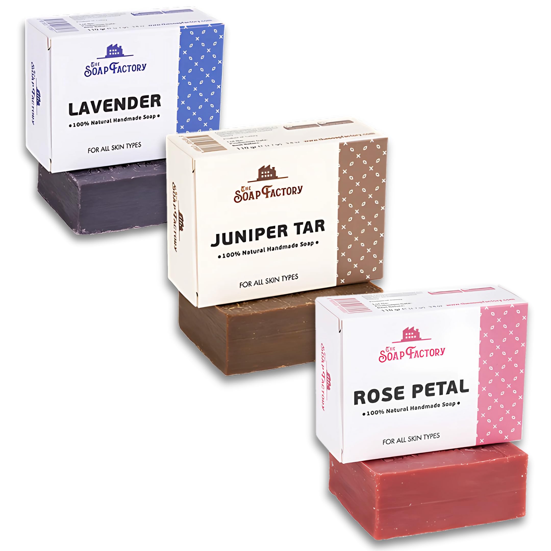 Laurel & Terebinth Natural Handmade Soap Bars - 3 Pack (Lavender-Juniper Tar-Rose Petal), 120 g (Pack of 1)