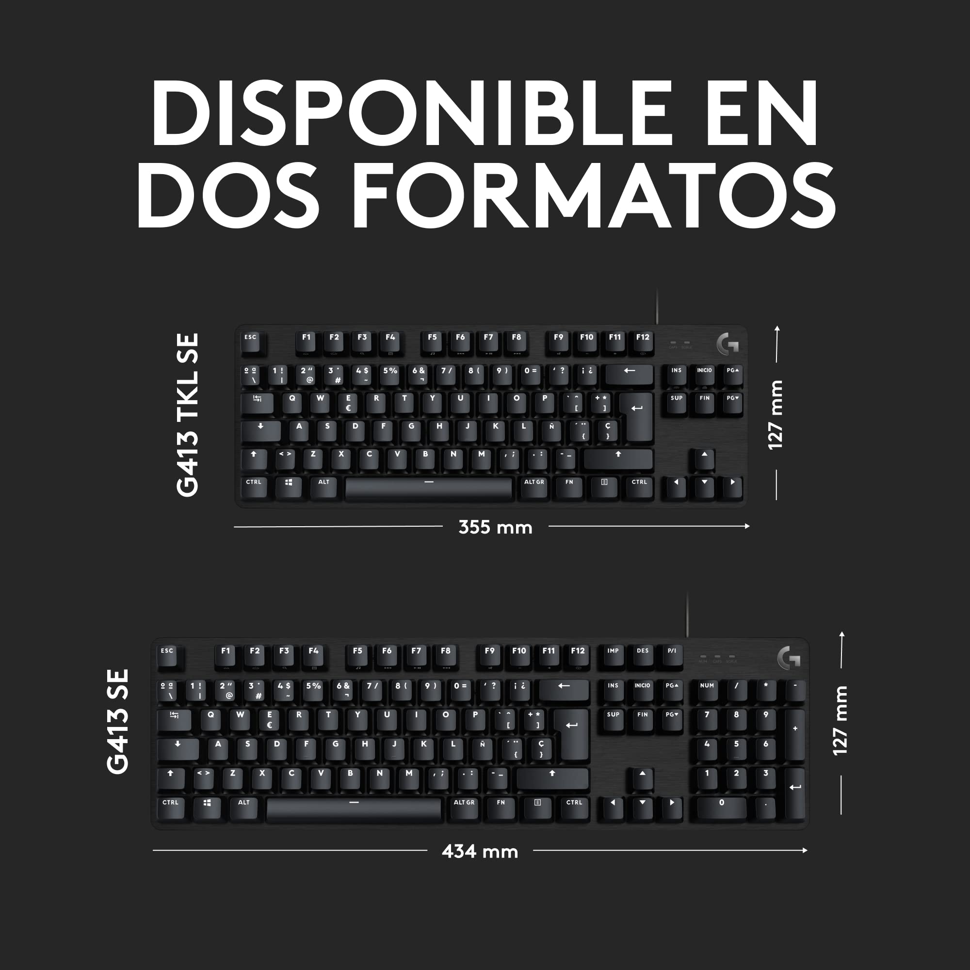 Logitech G413 SE Full-Size Teclado Mecánico para Gaming, Disposición QWERTY US Internacional - Negro