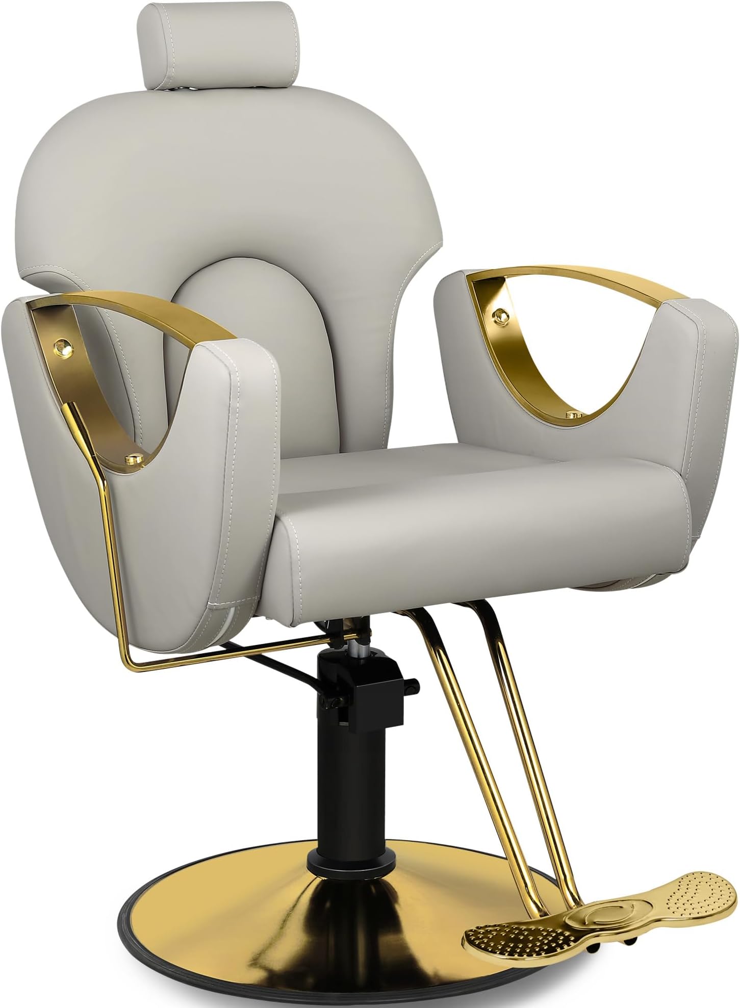 Barber Chair for Home Barbershop,Grey Salon Chair for Hair Stylist, Reclining Hydraulic Hair Salon Chair, 360°Rotation,135°Recline,Beauty Salon Hairstylist Styling Chairs