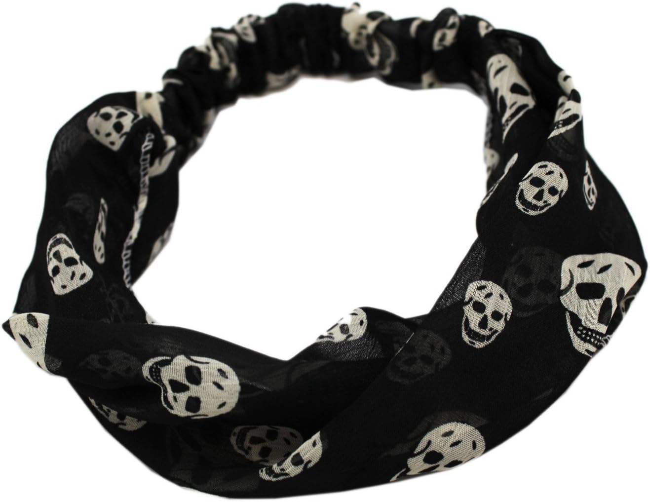 Gothic Skull Headband - Black & White Stretch Headband - Stylish Fashion Headband