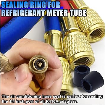 KITUREK 10PCS A/C 1/4 Charging Hose Gaskets, Rubber O-Rings, HVAC Refrigerant Seals, Automotive Repair Tool