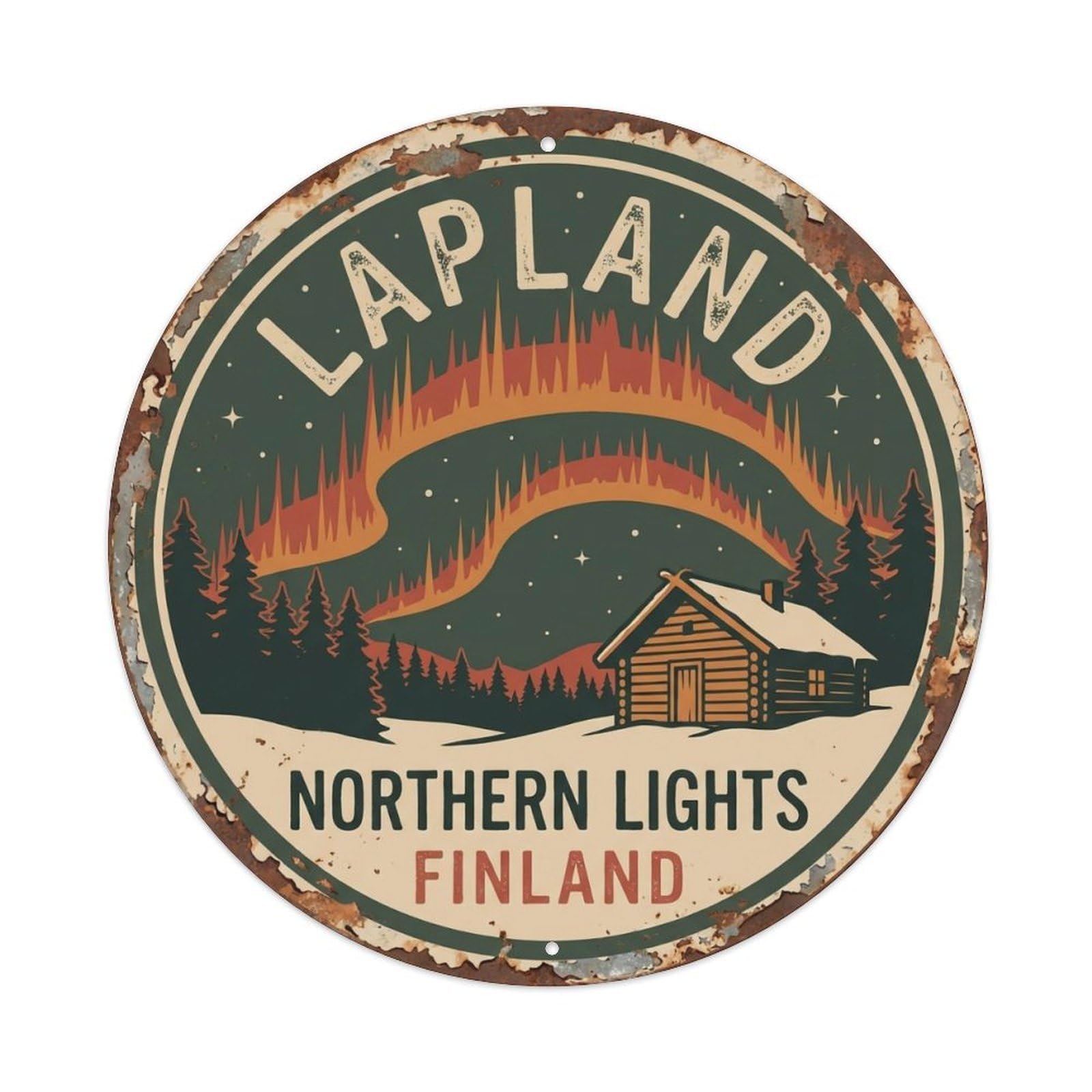 Okahys 8X8inch(20X20cm) Vintage Travel Aurora Sweden Lapland Metal Tin Sign