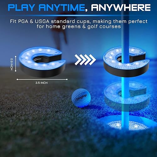 Miniatura 3 de KINGTOP Luz LED para hoyo de golf con lente antirreflejos - Operada a pilas, luces de taza de golf que brillan en la oscuridad, ideal para golf