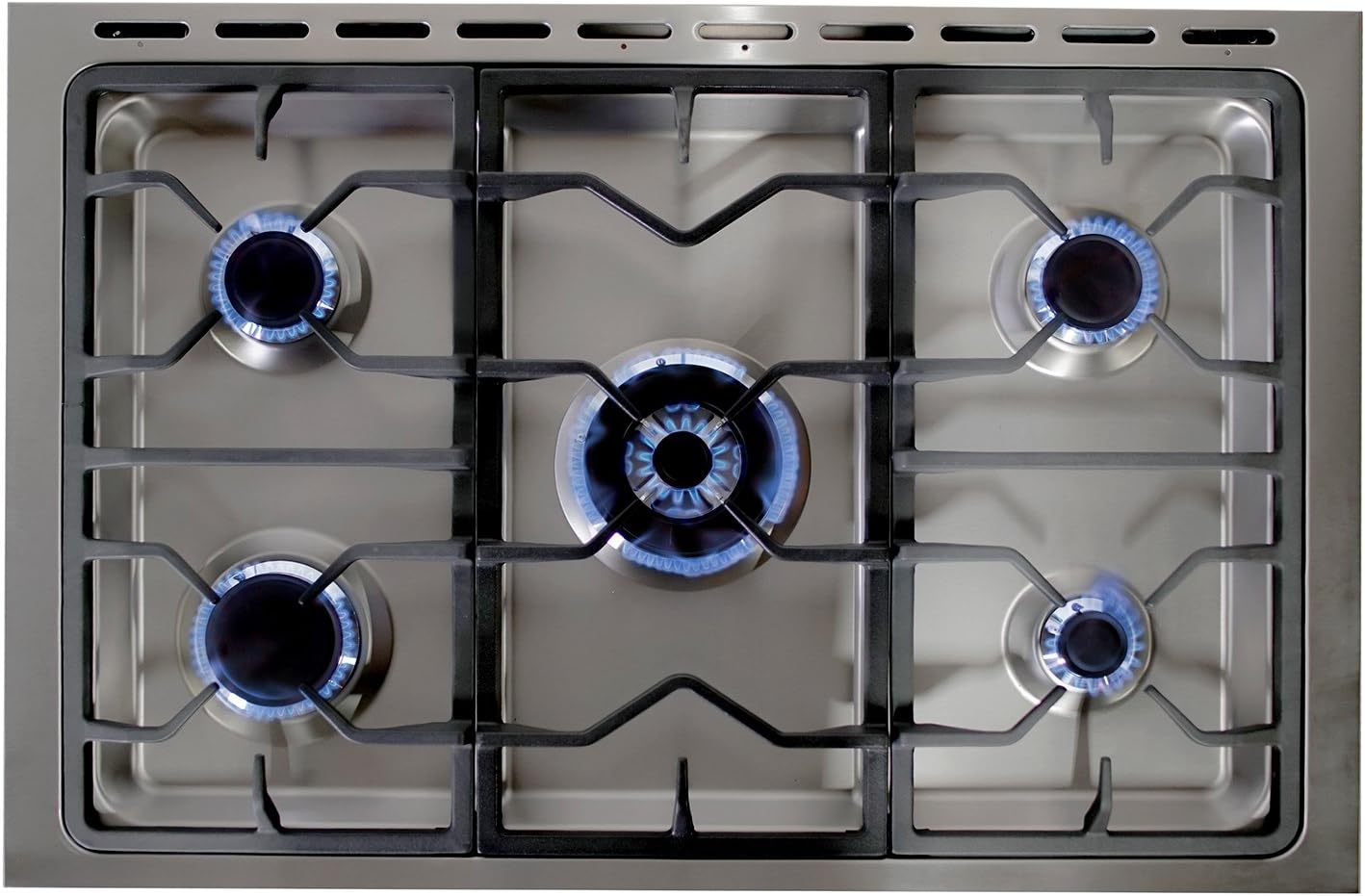 Cosmo COS-965AGC 36 in. Nebula Collection 3.8 cu. ft. Gas Range, 5 Burners, Rapid Convection Oven, Cast Iron Grates in Stainless Steel