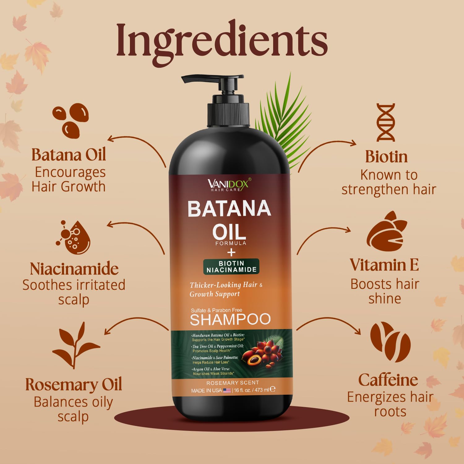 VANIDOX Batana Oil Shampoo & Conditioner Set with Biotin and Niacinamide