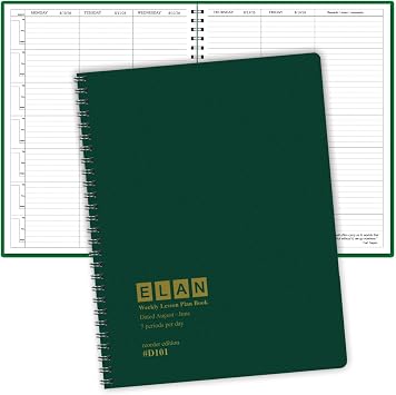 Elan Publishing Company Dated Teacher Lesson Plan 7 Period Days Horizontally Across The Top Dated for 2026-2027 Academic Year Green