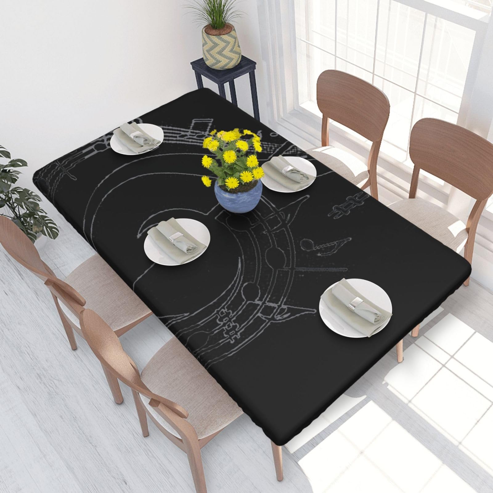 BNVSADC music Printed 4FT Tablecloth 122x76 CM Polyester Kitchen Water Resistant Table Cloth Dining Table Decoration Table Covers