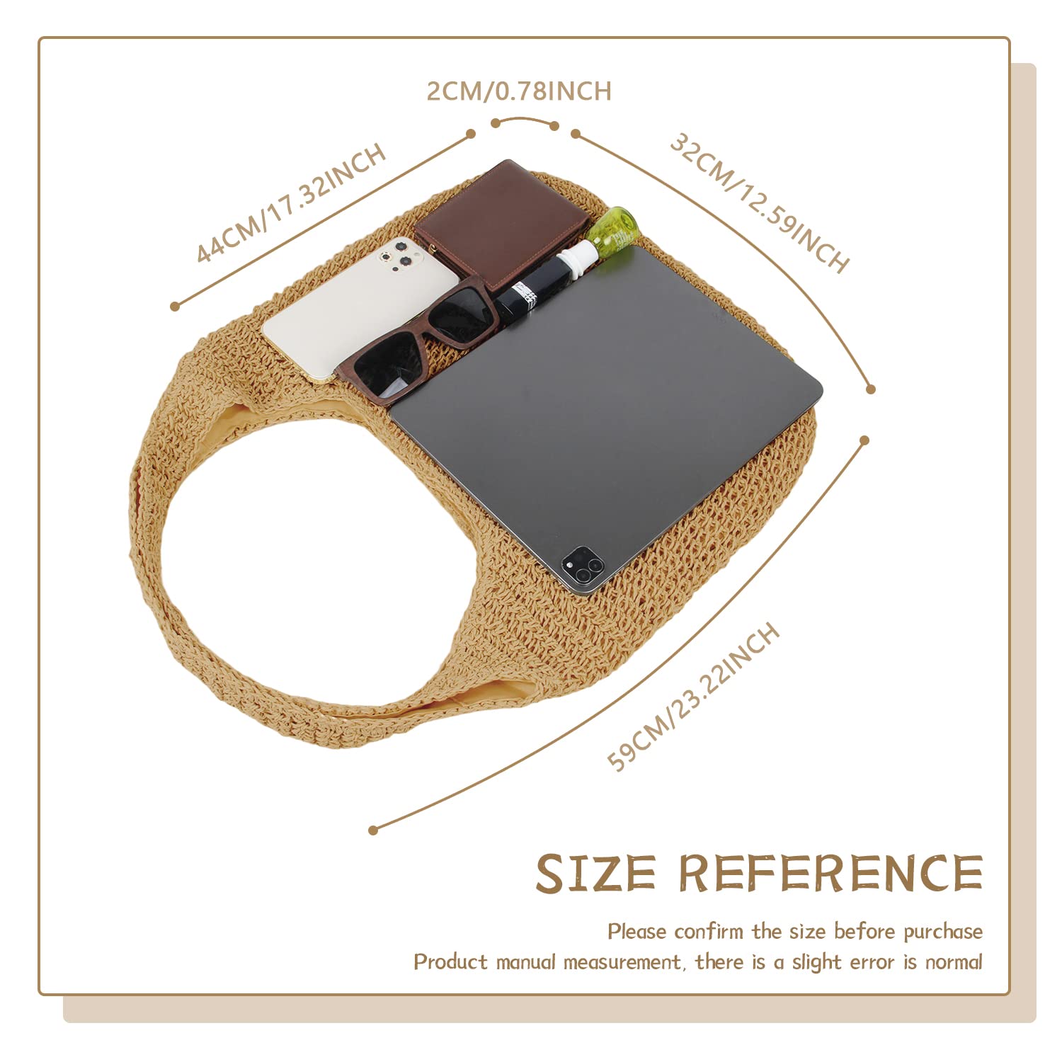 SUKUTU Borsa da Spiaggia Grande in Rattan di Paglia da Donna Borse Hobo Borsa da Donna in Paglia intrecciata a mano Estiva