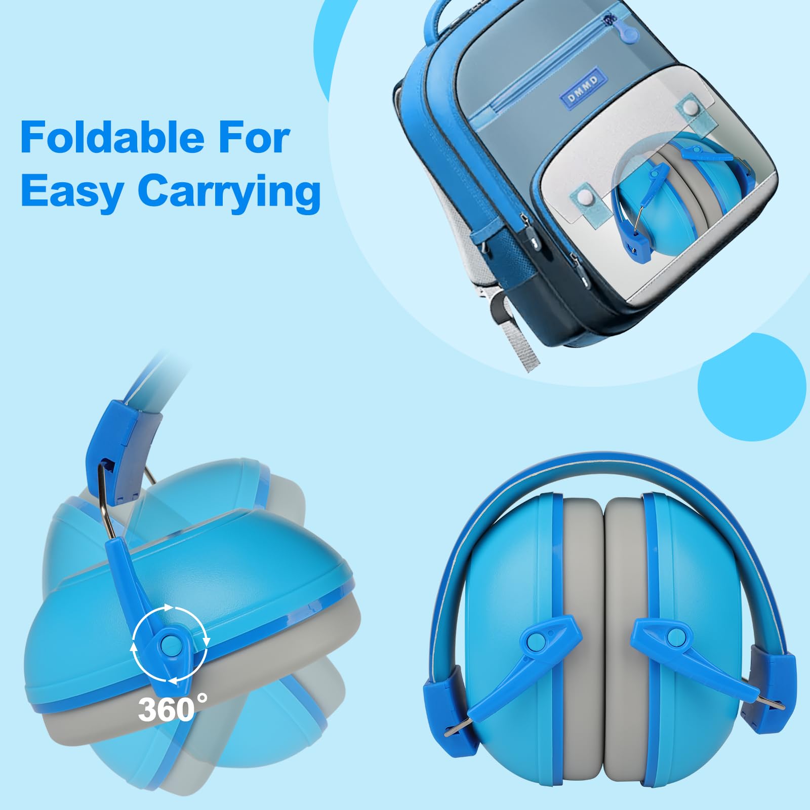 Paquete de 2 auriculares con cancelación de ruido para niños, con cancelación de ruido, orejeras para autismo, niños pequeños, niños, protección auditiva, orejeras a prueba de sonido para conciertos,