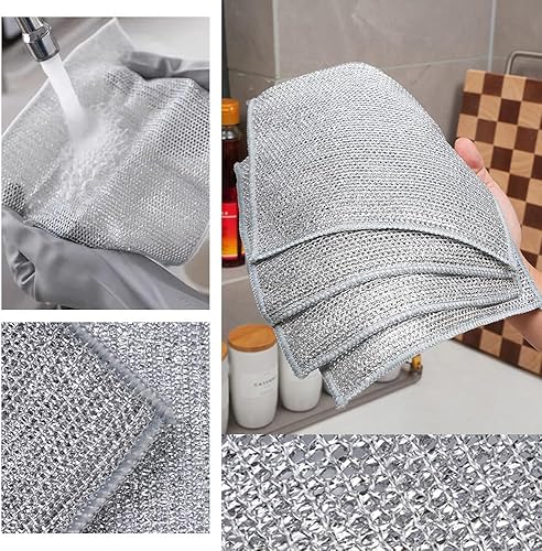 Miniatura 6 de ZiTour 20 trapos multiusos para lavar platos de alambre húmedo y seco, 2023 nuevo paño multifuncional de alambre antiarañazos, paño de alambre de