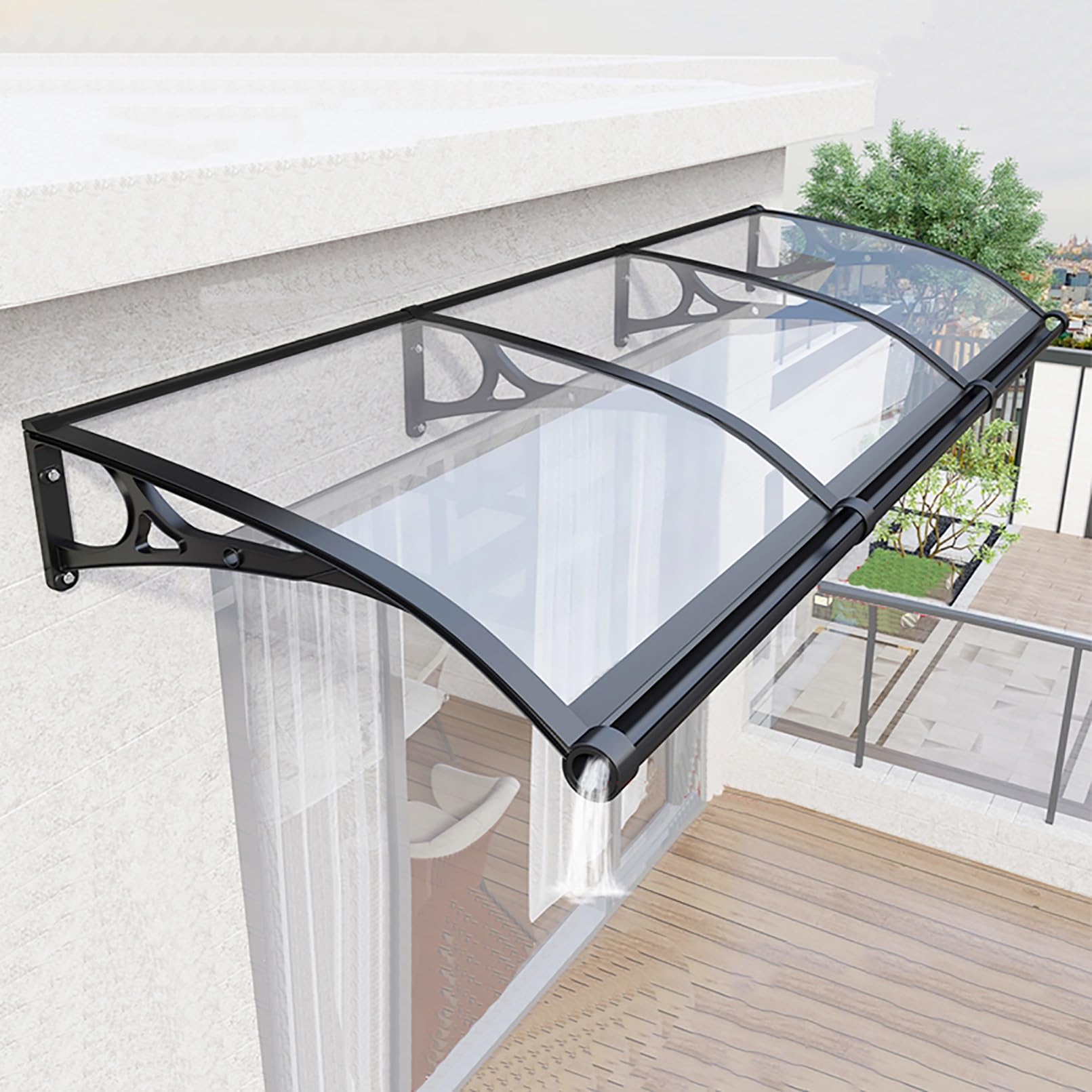 Auvent de porte en polycarbonate haut de gamme, marquise de fenêtre robuste avec cadre aluminium