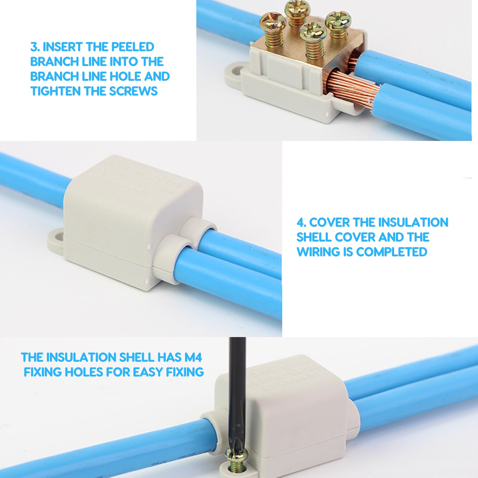 6 Pezzi Tipo T Connettore Splitter Cavo Ad Alta Potenza Spina a 3 Vie Scatola di Giunzione Linea 1000 V 100 A ZK‑1216