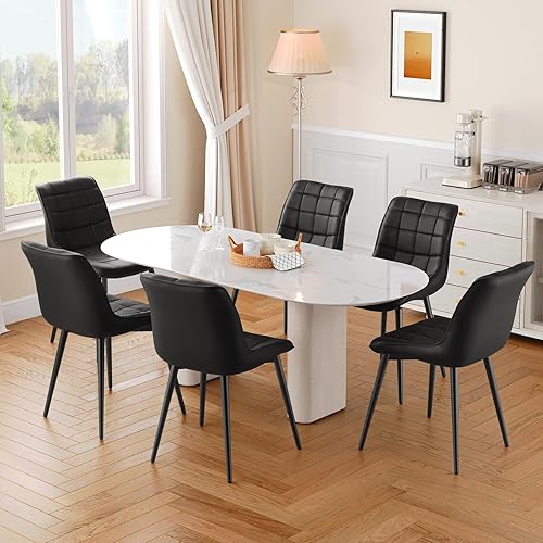 Miniatura 2 de HOOBRO Juego de 4 sillas de comedor, sillas de comedor tapizadas, modernas sillas de cocina de piel sintética para sala de estar, comedor, cocina,