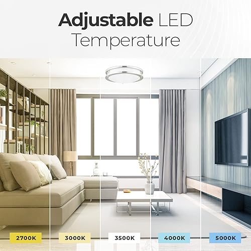 Vista 5 de Lámpara de doble anillo de techo de montaje empotrado de 14 pulgadas, 20 W, 27 K/30 K/35 K/40 K/50K seleccionable, 1400 lúmenes, regulable, LED