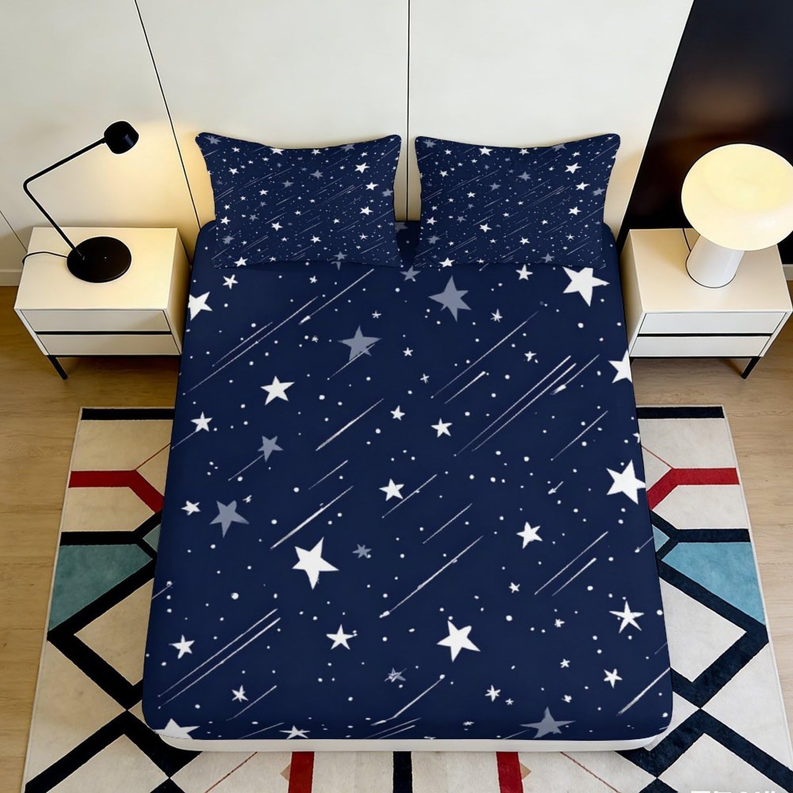 3D Printed Guitar Vintage Fitted Sheet Microfiber Deep Pocket Bedroom Bedding Non-Slip Musical Mattress Fitted Cover for Adults 120x200x25cm