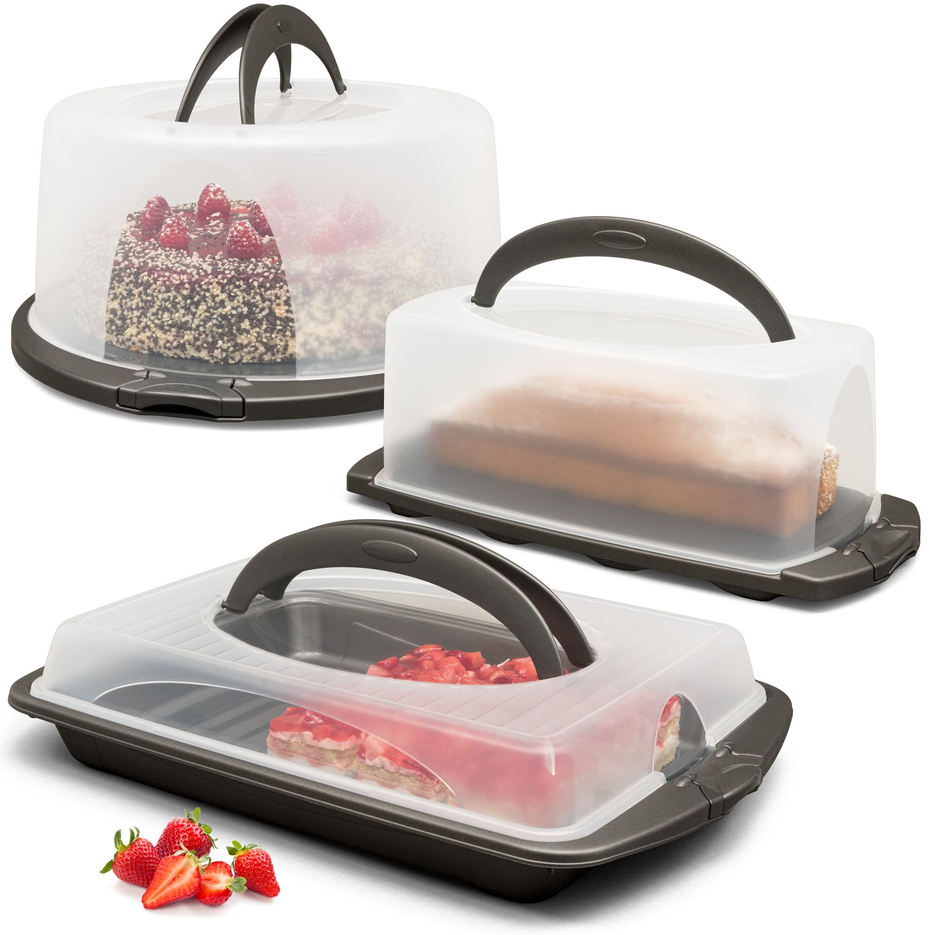Hausfelder Transportbox Set 3er Pack, 3er Set, Anthrazit