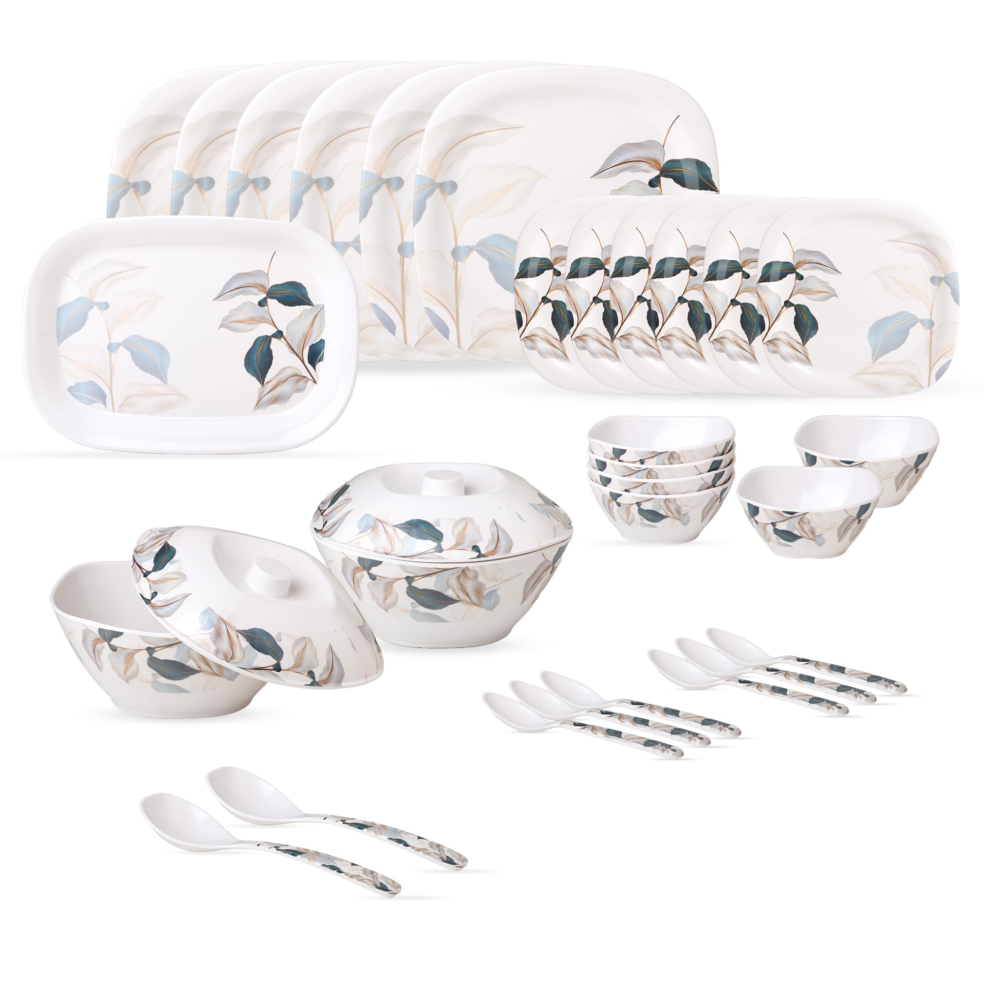Golden Fish 24-Piece Melamine Dinner Set - Durable & Stylish -12