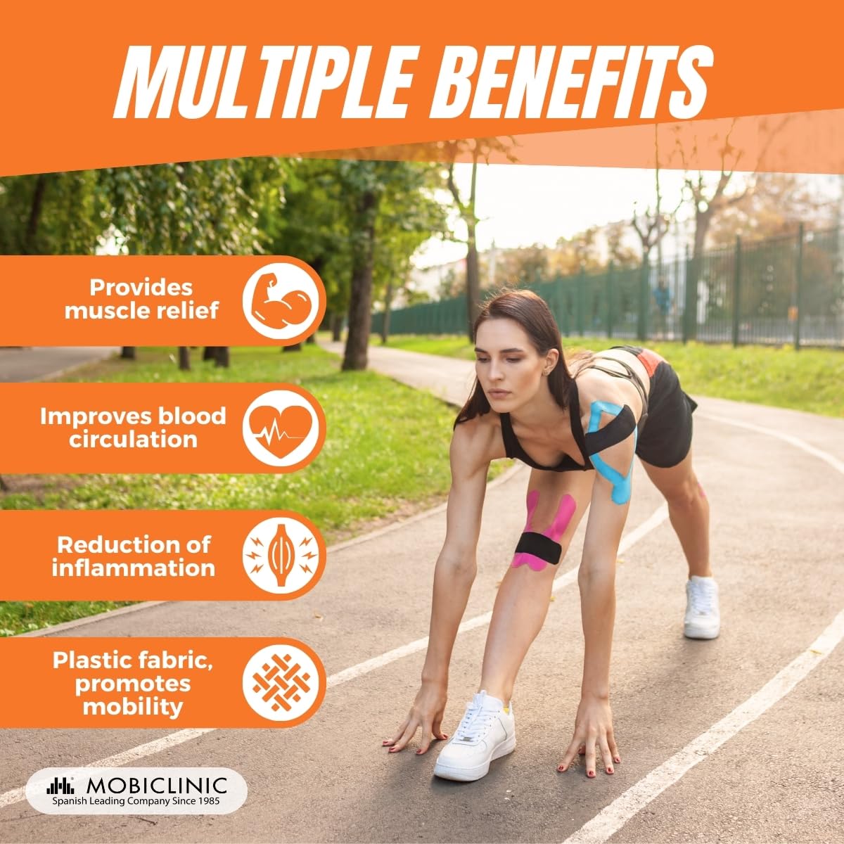 Mobiclinic®, 4 Rolls of Kinesiology Tape, Neurological Tape, Rolls of 5m x 5cm, Sports Tape, Muscle Relaxation - Image 3