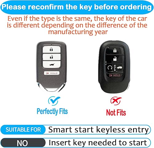 Miniatura 7 de Tukellen Funda para llavero Honda, funda de protección completa de TPU suave premium para Honda Accord Civic CRV Pilot Ridgeline Odyssey Passport
