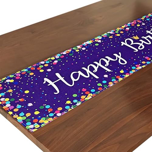 Miniatura 6 de Letjolt Camino de mesa de feliz cumpleaños, decoración de mesa blanca, para celebrar fiesta de cumpleaños, camino de mesa de 108 pulgadas, rosa