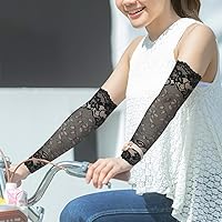 Vista 3 de SUPVOX Mangas elásticas de encaje transpirable para mujer, manga de protección solar con codera, ligera, patrón floral, mangas de protección solar