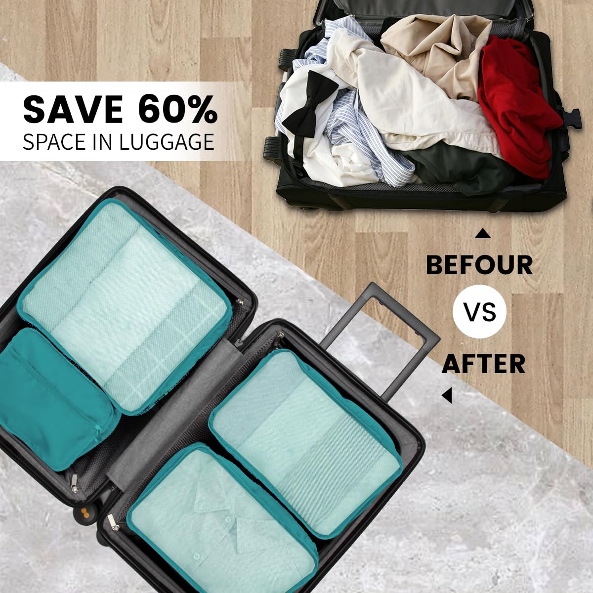 Packing Cubes - Organizer per valigie, 12 pezzi, grandi borse per bagagli, viaggi in famiglia, conservazione a casa (12, azzurro)