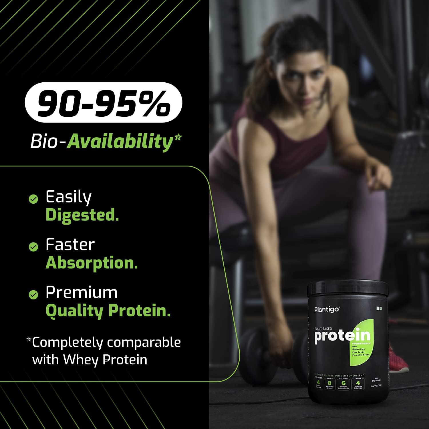 Plantigo Clean Plant Protein Powder | No Preservatives, No Banned Substances |Super Protein Blend- Pea, Brown Rice | Protein For Men, Women (Unsweetened, Unflavored - 1kg + Shaker Bottle 600ml) 3