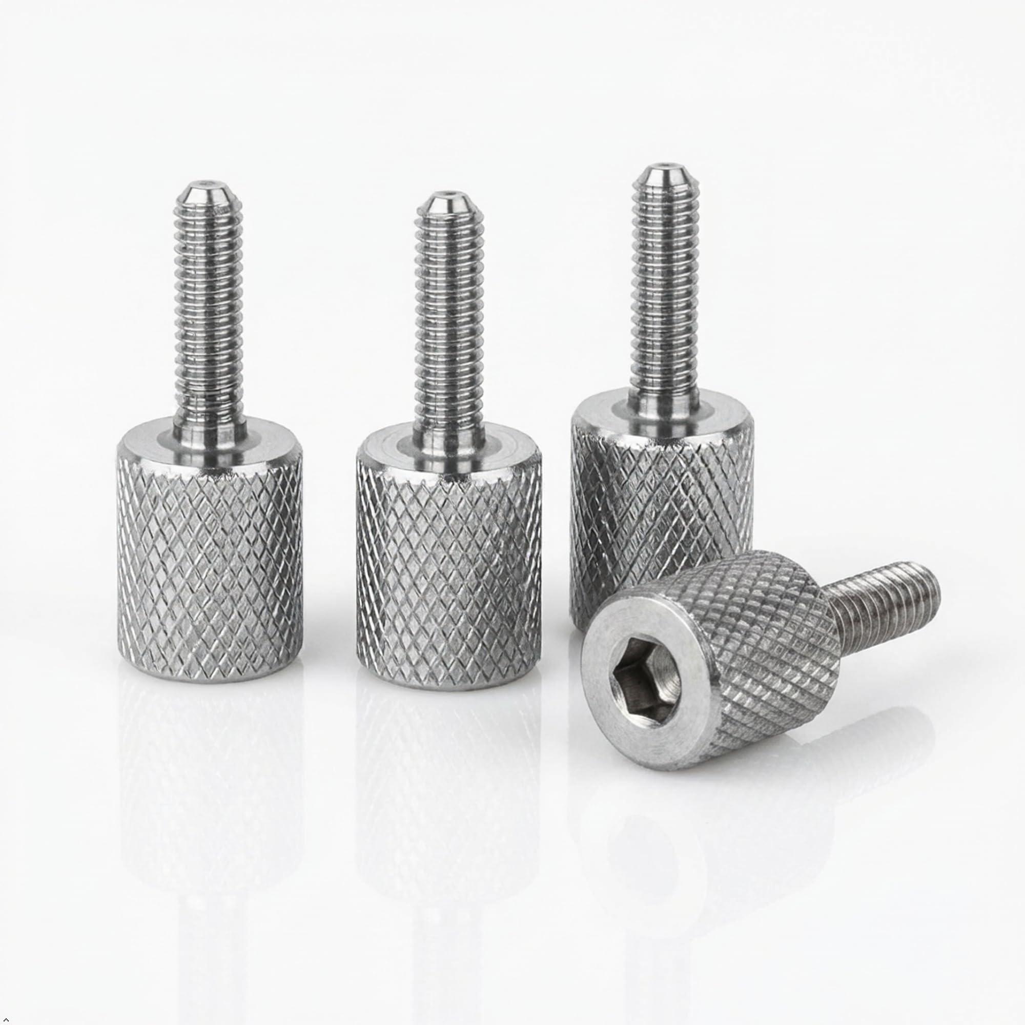 PrecisionGeek - Śruby Radełkowane M4 x 13 mm Stal Nierdzewna z Gniazdem Imbusowym (zestaw 4 szt.)