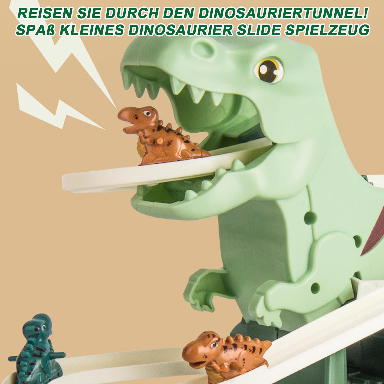 Dinosaurier Spielzeug Elektronischer Slide Mit Lichtern Und Kinder Musik - Kinder Achterbahn Spielzeug, Slide Track mit 3 Dinosauriern, Dinosaur Climbing Roller Coaster Toy FüR Kleinkinder, Spiele