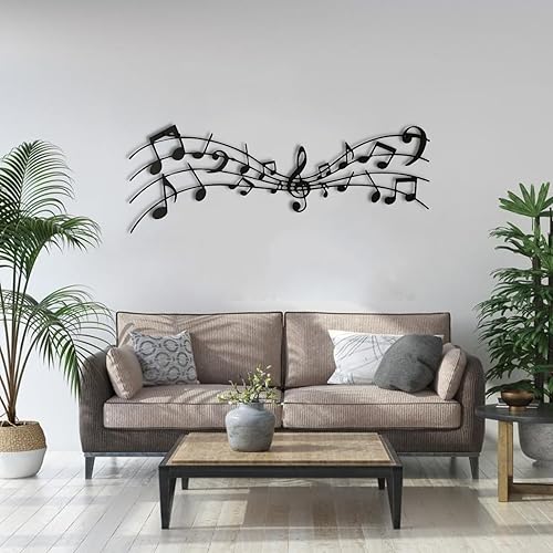 Miniatura 3 de Bisamu Notas musicales para decoración de pared, decoración de pared musical de metal, arte de pared de música negra, decoración de música,