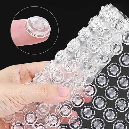 Miniatura 10 de Parachoques para puerta de gabinete, 122 almohadillas de goma suave transparente, tapones de gabinete autoadhesivos fuertes de múltiples formas