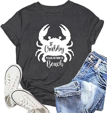 Crab Shirts for Women Salty Crab T-Shirt If Crabby Tee Return to The Beach Tops