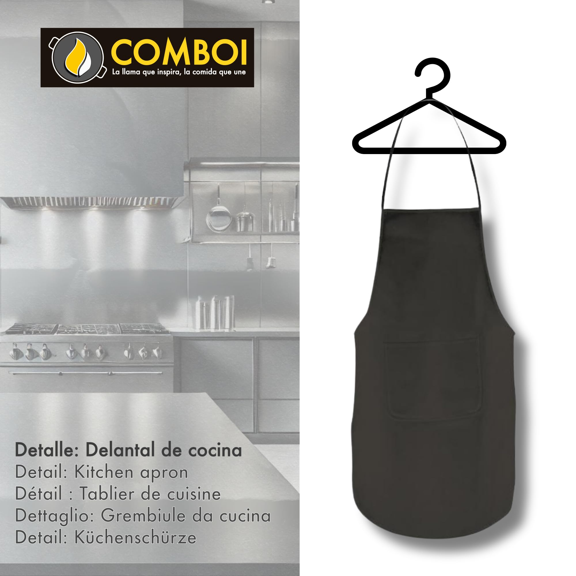 COMBOI Kit Paellero Pro-E 53 cm, Bruciatore a gas butano-propano, Paellera smaltata 70 e 42 cm, Regolatore, Tube, Gambe rinforzate, Livello, Grembiule, Libro ricette digitali