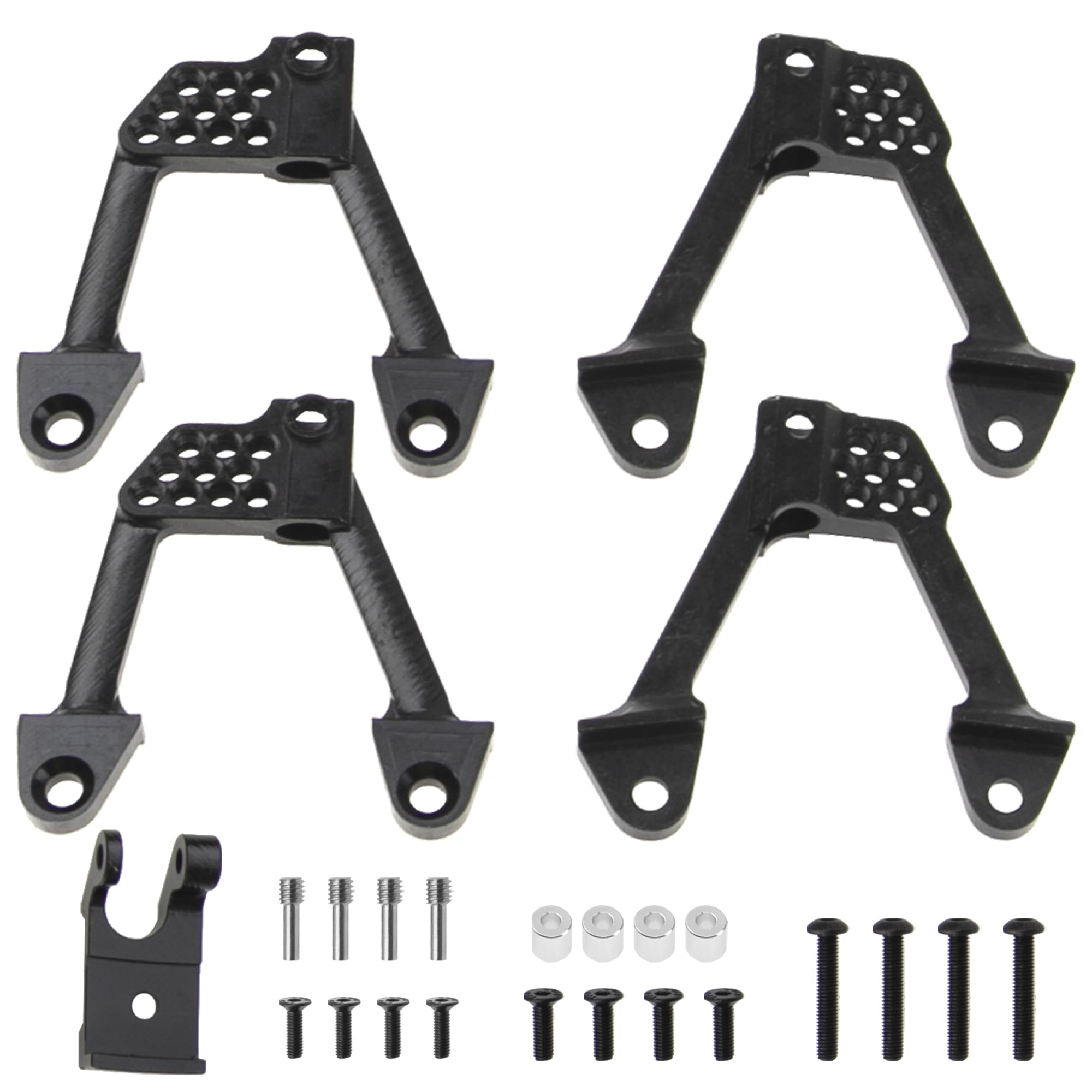 ShareGoo Aluminum Alloy Front Rear Shock Hoops Tower Bracket Mount Compatible with Axial SCX10 SCX10ii 90046 90047 1/10 RC Crawler Car (Black)