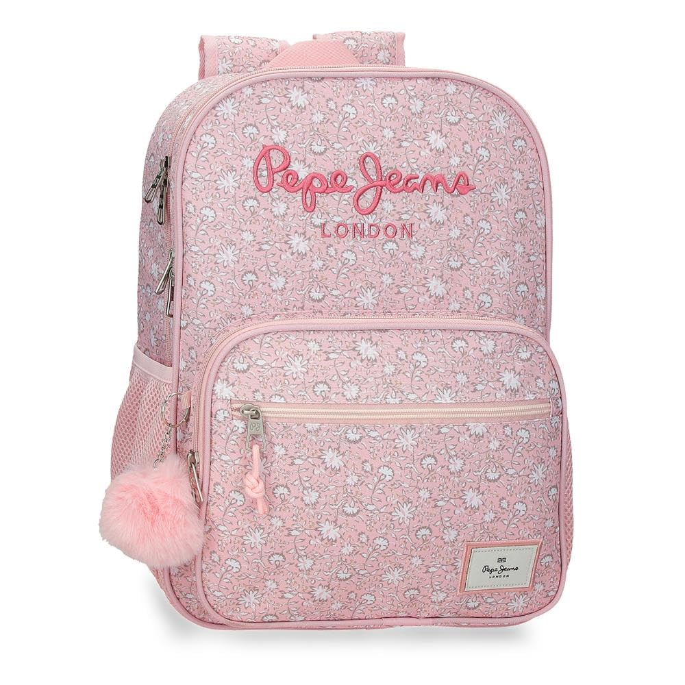 Pepe Jeans MIA Double Compartment School Backpack Adaptable to Light Pink 30x40x13 cm Polyester 15.6L by Joumma Bags