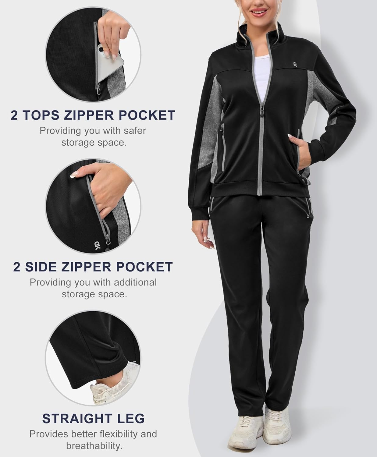 Little Donkey Andy Women's Tracksuit Set 2 Piece Sweatsuit Outfits Long Sleeve Zip Up Lounge Jogger Set with Zipper Pocket - Image 4