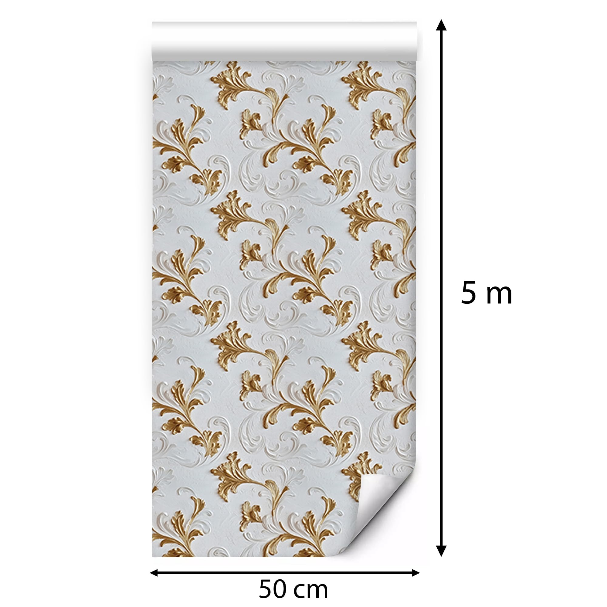 Tapeta flizelinowa premium barokowa biała ornament złoty elegancka