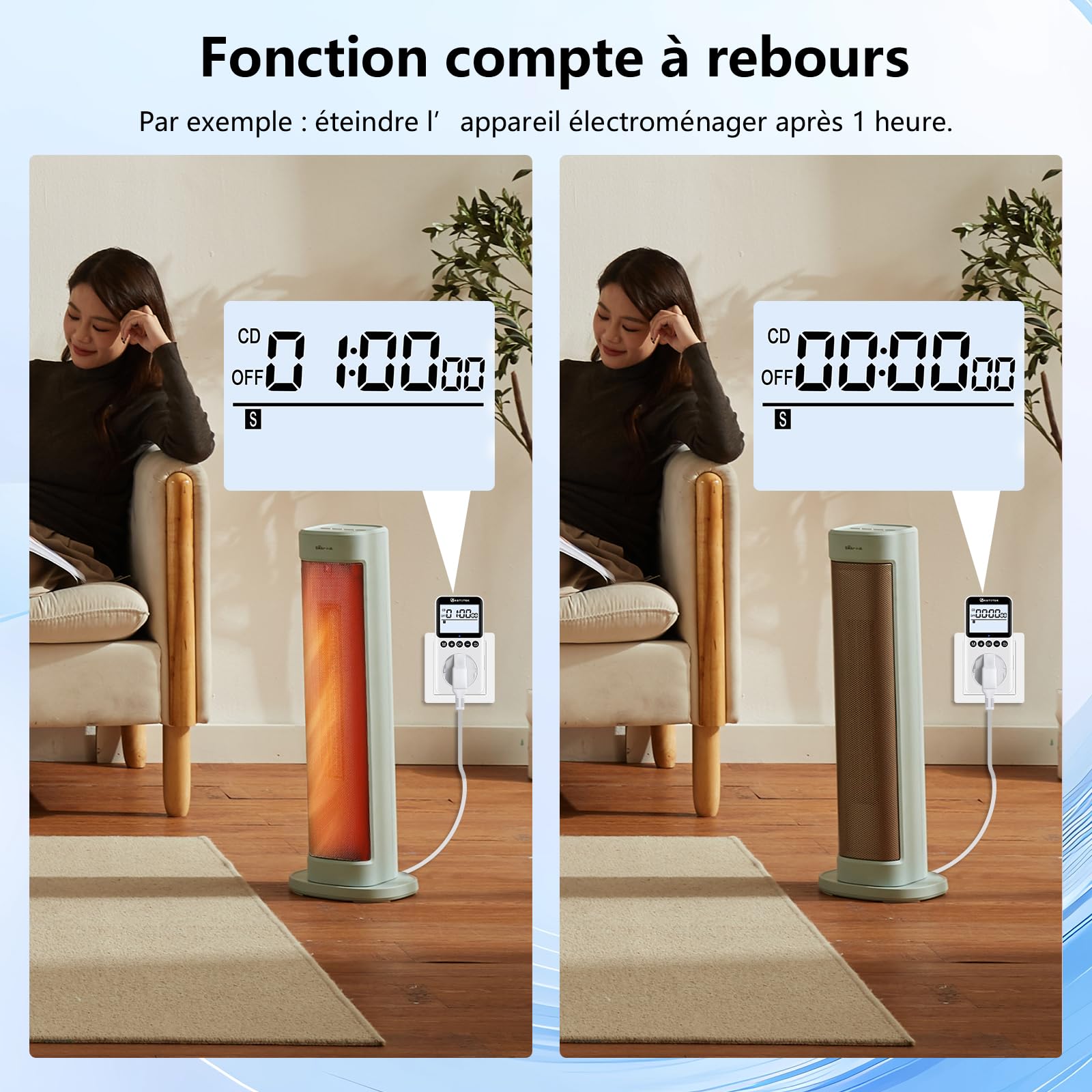 KETOTEK KTTS02 Minuterie numérique avec rétro-éclairage, interrupteur à boucle continue, compte à rebours, minuterie interne pour lampes aquarium (16 A, 230 V, 3680 W)