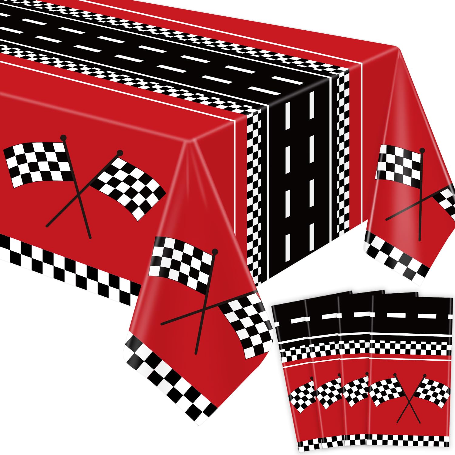 YJZCP 4 Pack Racing Tablecloths Car Birthday Party Supplies Road Table Cloth Race Car Party Table Cover Racing Theme Party Car Decorations for Kids Cars Motocross Bike Celebration Decor 86 X 51IN