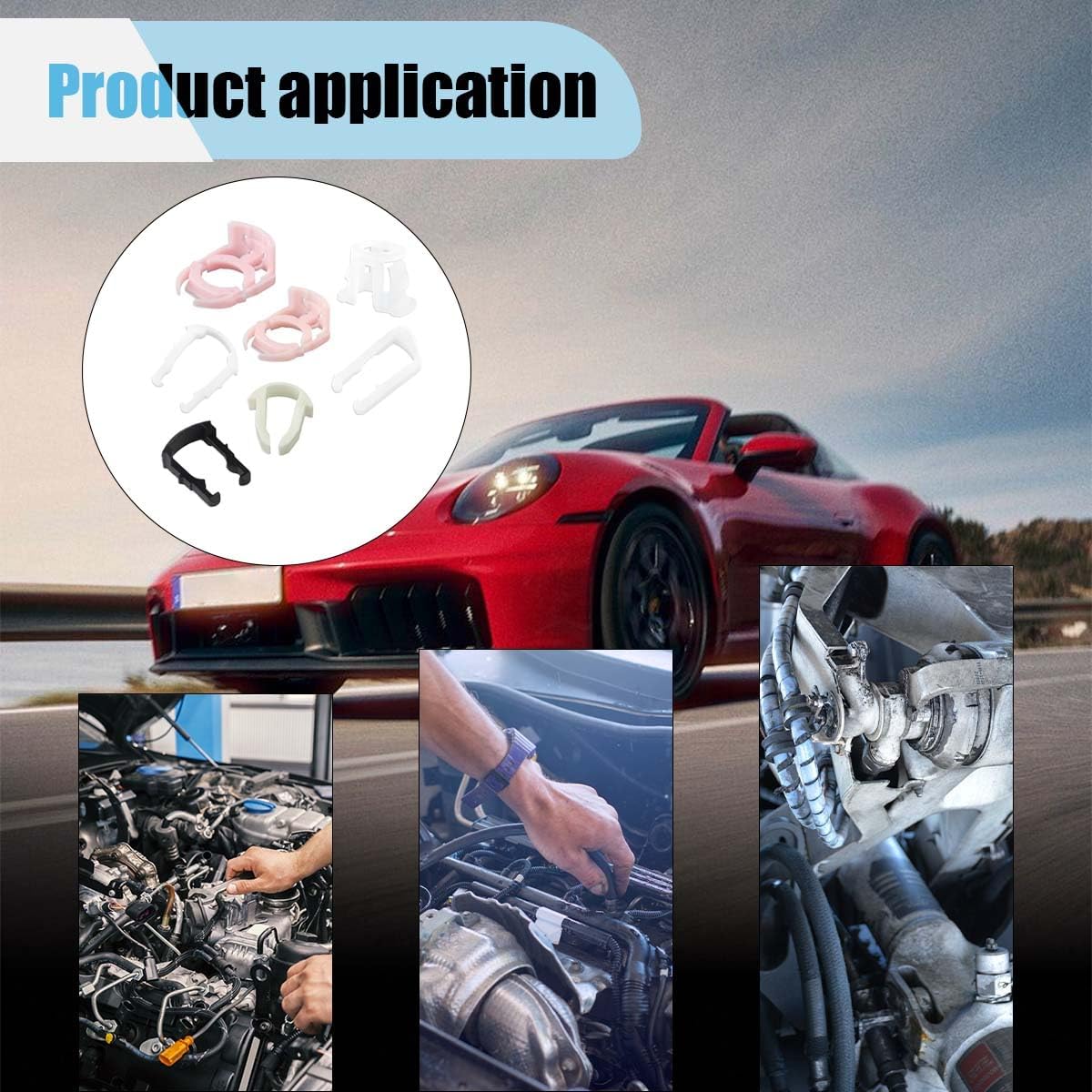 160PCS Car Fuel Line Clips, 7 Sizes Fuel Line Retainer Clips Assortment Kit, Plastic Fuel Line Retaining Clips Replacement 3/8" & 5/16" Fuel Line Clamp, Compatible with SUV Car Truck(160PCS)