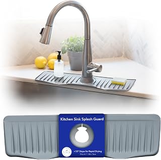 10° Slope Kitchen Sink Splash Guard Behind Faucet | 19.6 in x 5.1 in Slope Sink Faucet Mat Splash Guard | Versatile Kitchen Faucet Splash Guard Accessory | Convenient Kitchen Splash Guard For Sink
